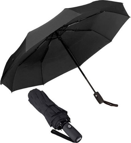 Discountershop 4x Automatic Storm Umbrella - Umbrella - Automatic, Foldable & Windproof up to 100km p/h - Ø 95 cm - 9 panels - Double Layer - Black - Copy Discountershop 4x Automatic Storm Umbrella - Umbrella - Automatic, Foldable & Windproof up to 100km p/h - Ø 95 cm - 9 panels - Double Layer - Black - Copy