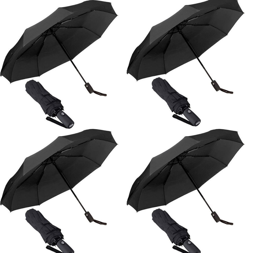 Discountershop 4x Automatic Storm Umbrella - Umbrella - Automatic, Foldable & Windproof up to 100km p/h - Ø 95 cm - 9 panels - Double Layer - Black - Copy Discountershop 4x Automatic Storm Umbrella - Umbrella - Automatic, Foldable & Windproof up to 100km p/h - Ø 95 cm - 9 panels - Double Layer - Black - Copy