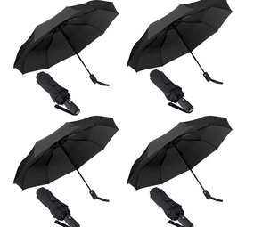 Discountershop 4 x Automatische Stormparaplu - Paraplu – Automatisch, Opvouwbaar & Windproof tot 100km p/u - Ø 95 cm - 7 panelen - Dubbele Laag - Zwart - Discountershop 4 x Automatische Stormparaplu - Paraplu – Automatisch, Opvouwbaar & Windproof tot 100km p/u - Ø 95 cm - 7 panelen - Dubbele Laag - Zwart -
