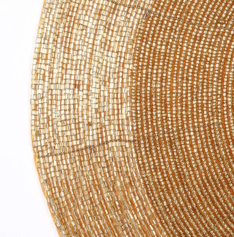 Discountershop Placemats - Rond - 30 cm - 4 stuks - Onderlegger - Hitte bestendig - GOUD - Luxe uitstraling beaded Placemat Discountershop Placemats - Rond - 30 cm - 4 stuks - Onderlegger - Hitte bestendig - GOUD - Luxe uitstraling beaded Placemat