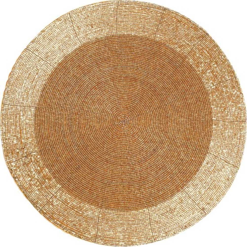 Discountershop Placemats - Rond - 30 cm - 4 stuks - Onderlegger - Hitte bestendig - GOUD - Luxe uitstraling beaded Placemat Discountershop Placemats - Rond - 30 cm - 4 stuks - Onderlegger - Hitte bestendig - GOUD - Luxe uitstraling beaded Placemat