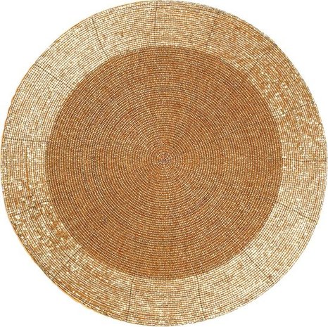 Discountershop Placemats - Rond - 30 cm - 4 stuks - Onderlegger - Hitte bestendig - GOUD - Luxe uitstraling beaded Placemat Discountershop Placemats - Rond - 30 cm - 4 stuks - Onderlegger - Hitte bestendig - GOUD - Luxe uitstraling beaded Placemat