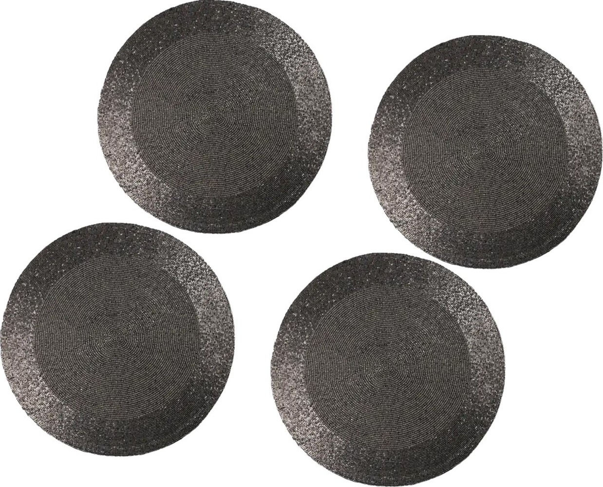 Discountershop Placemats - Rond - 30 cm - 4 stuks - Onderlegger - Hitte bestendig - Donkergrijs - Luxe uitstraling beaded Placemat Discountershop Placemats - Rond - 30 cm - 4 stuks - Onderlegger - Hitte bestendig - Donkergrijs - Luxe uitstraling beaded Placemat