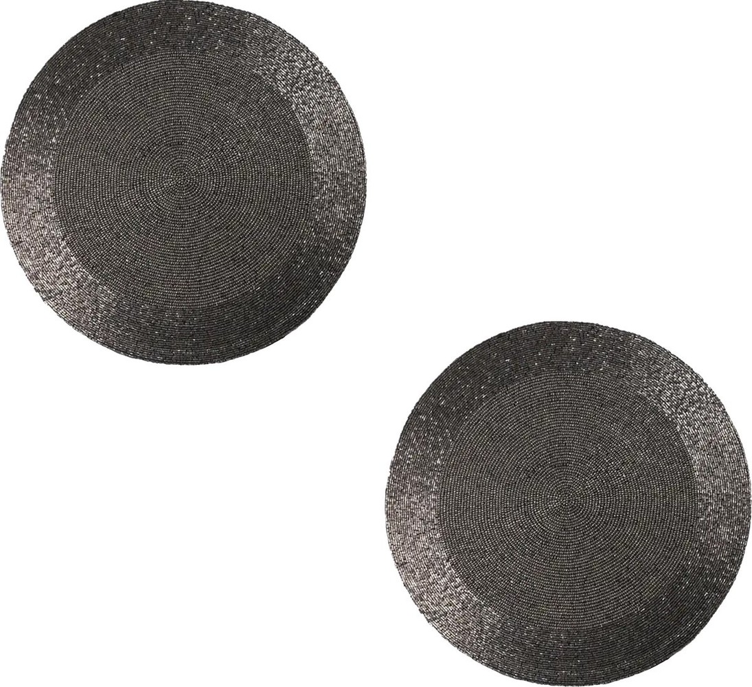 Discountershop Placemats - Rond - 30 cm - 4 stuks - Onderlegger - Hitte bestendig - Donkergrijs - Luxe uitstraling beaded Placemat Discountershop Placemats - Rond - 30 cm - 4 stuks - Onderlegger - Hitte bestendig - Donkergrijs - Luxe uitstraling beaded Placemat
