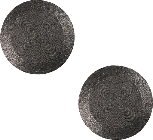 Discountershop Placemats - Rond - 30 cm - 4 stuks - Onderlegger - Hitte bestendig - Donkergrijs - Luxe uitstraling beaded Placemat Discountershop Placemats - Rond - 30 cm - 4 stuks - Onderlegger - Hitte bestendig - Donkergrijs - Luxe uitstraling beaded Placemat