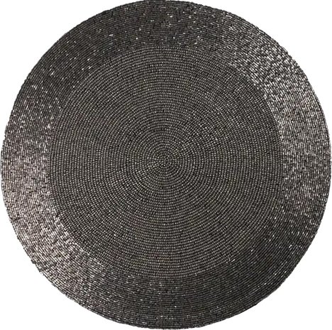 Discountershop Placemats - Rond - 30 cm - 4 stuks - Onderlegger - Hitte bestendig - Donkergrijs - Luxe uitstraling beaded Placemat Discountershop Placemats - Rond - 30 cm - 4 stuks - Onderlegger - Hitte bestendig - Donkergrijs - Luxe uitstraling beaded Placemat