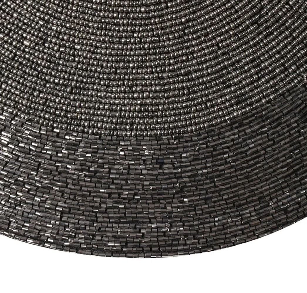 Discountershop Placemats - Rond - 30 cm - 4 stuks - Onderlegger - Hitte bestendig - Donkergrijs - Luxe uitstraling beaded Placemat Discountershop Placemats - Rond - 30 cm - 4 stuks - Onderlegger - Hitte bestendig - Donkergrijs - Luxe uitstraling beaded Placemat