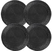 Discountershop Placemats - Round - 30 cm - 4 pieces - Pad - Heat resistant - Black - Luxurious look beaded Placemat