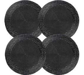 Discountershop Placemats - Rond - 30 cm - 4 stuks - Onderlegger - Hitte bestendig - Zwart - Luxe uitstraling beaded Placemat Discountershop Placemats - Rond - 30 cm - 4 stuks - Onderlegger - Hitte bestendig - Zwart - Luxe uitstraling beaded Placemat