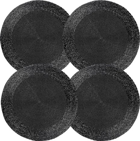 Discountershop Placemats - Round - 30 cm - 4 pieces - Pad - Heat resistant - Black - Luxurious look beaded Placemat Discountershop Placemats - Round - 30 cm - 4 pieces - Pad - Heat resistant - Black - Luxurious look beaded Placemat