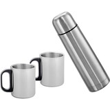 Discountershop Discountershop® Stainless Steel Thermos Bottle 1.0 liter with 2 cups Discountershop Discountershop® Stainless Steel Thermos Bottle 1.0 liter with 2 cups