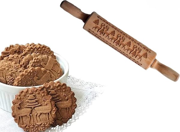 Discountershop Deegroller van hout voor kerstkoekjes | Gegraveerde Deegroller |kerstgebak| Uitsteekvormpjes |koekvormpjes| Koekjes | Koek | Discountershop Deegroller van hout voor kerstkoekjes | Gegraveerde Deegroller |kerstgebak| Uitsteekvormpjes |koekvormpjes| Koekjes | Koek |