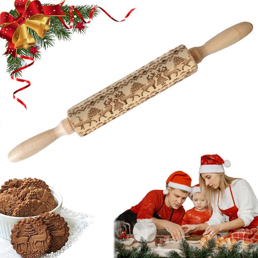 Discountershop Deegroller van hout voor kerstkoekjes | Gegraveerde Deegroller |kerstgebak| Uitsteekvormpjes |koekvormpjes| Koekjes | Koek | Discountershop Deegroller van hout voor kerstkoekjes | Gegraveerde Deegroller |kerstgebak| Uitsteekvormpjes |koekvormpjes| Koekjes | Koek |