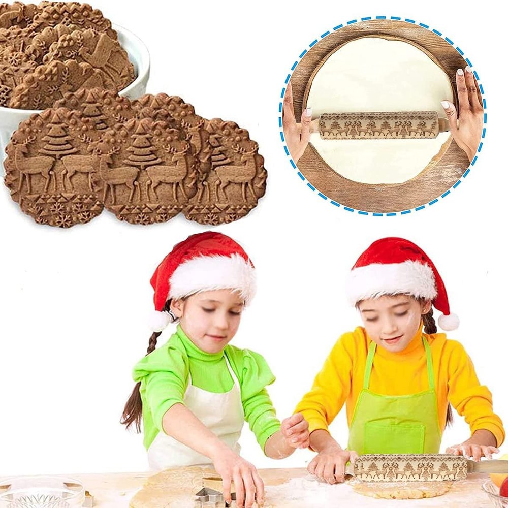 Discountershop Deegroller van hout voor kerstkoekjes | Gegraveerde Deegroller |kerstgebak| Uitsteekvormpjes |koekvormpjes| Koekjes | Koek | Discountershop Deegroller van hout voor kerstkoekjes | Gegraveerde Deegroller |kerstgebak| Uitsteekvormpjes |koekvormpjes| Koekjes | Koek |