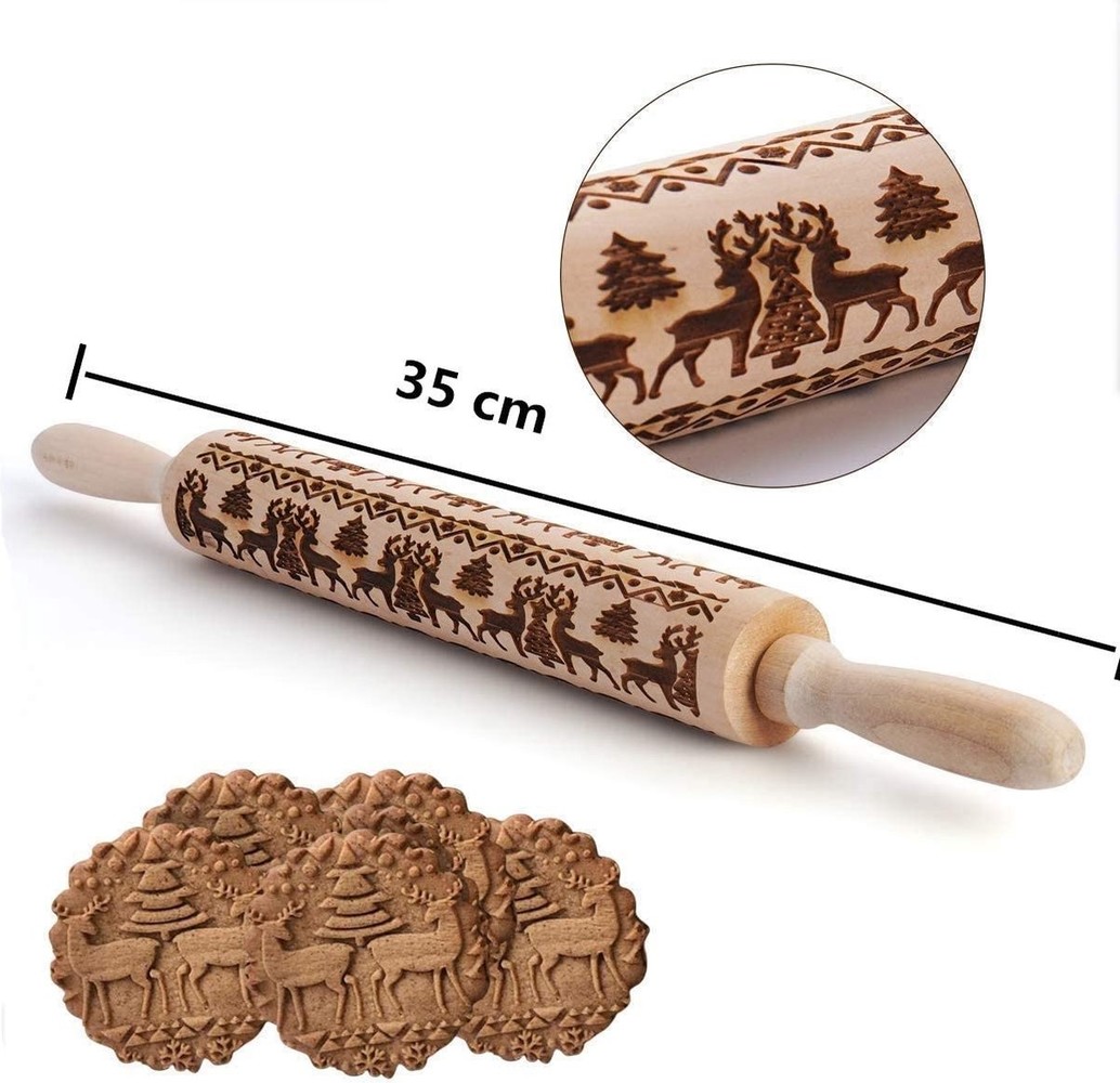 Discountershop Deegroller van hout voor kerstkoekjes | Gegraveerde Deegroller |kerstgebak| Uitsteekvormpjes |koekvormpjes| Koekjes | Koek | Discountershop Deegroller van hout voor kerstkoekjes | Gegraveerde Deegroller |kerstgebak| Uitsteekvormpjes |koekvormpjes| Koekjes | Koek |