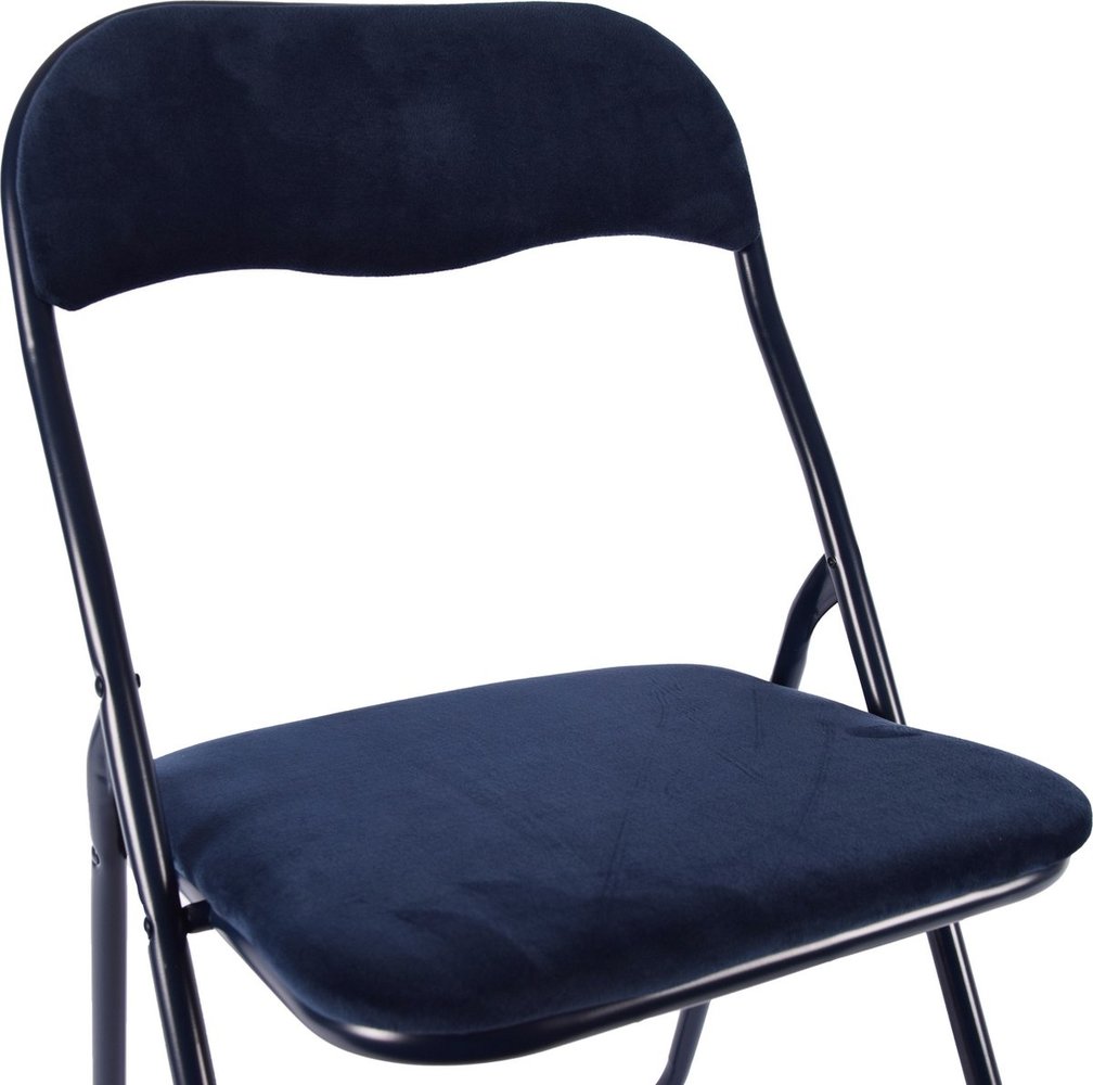 Discountershop Folding chair- Folding chair velvet seat and back covered - chair - table chair - folding chair - dark blue - chair - table chair - folding chair - Velvet folding chair - Luxury folding chair - With cushions - Chair - Chairs - Folding chairs - Chair - Pre