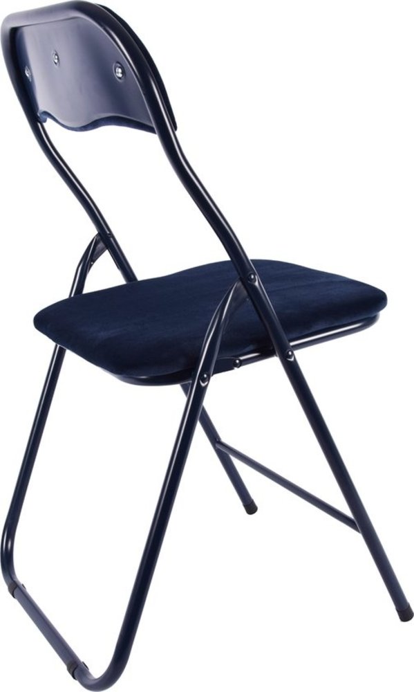 Discountershop Folding chair- Folding chair velvet seat and back covered - chair - table chair - folding chair - dark blue - chair - table chair - folding chair - Velvet folding chair - Luxury folding chair - With cushions - Chair - Chairs - Folding chairs - Chair - Pre
