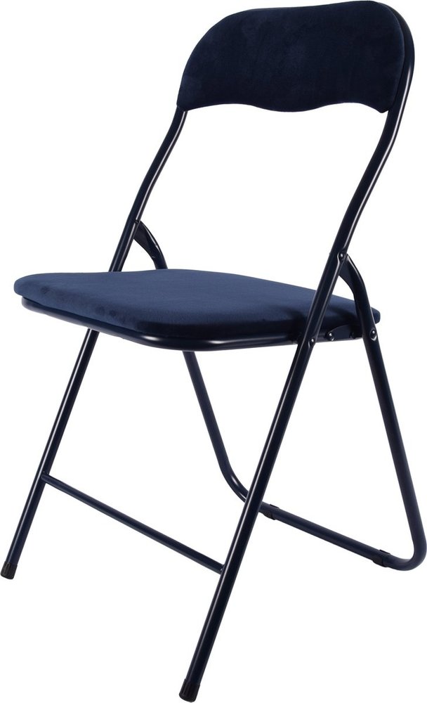 Discountershop Klapstoel- Vouwstoel velvet zitvlak en rug bekleed - stoel - tafelstoel - klapstoel - donkerblauw - stoel - tafelstoel - klapstoel - Velvet klapstoel - Luxe klapstoel - Met kussentjes - Stoel - Stoelen - Klapstoelen - Stoeltje - Premium chair
