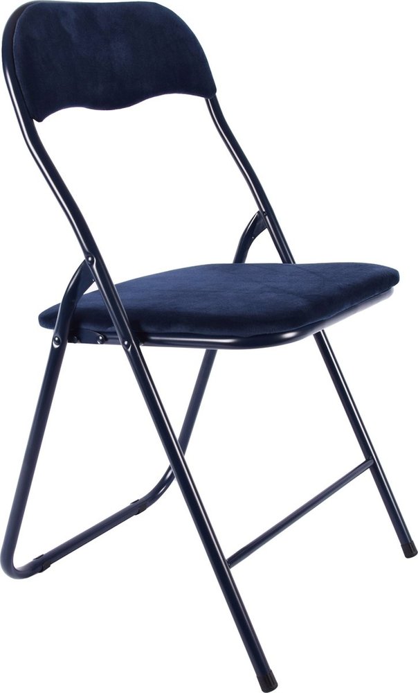 Discountershop Folding chair- Folding chair velvet seat and back covered - chair - table chair - folding chair - dark blue - chair - table chair - folding chair - Velvet folding chair - Luxury folding chair - With cushions - Chair - Chairs - Folding chairs - Chair - Pre