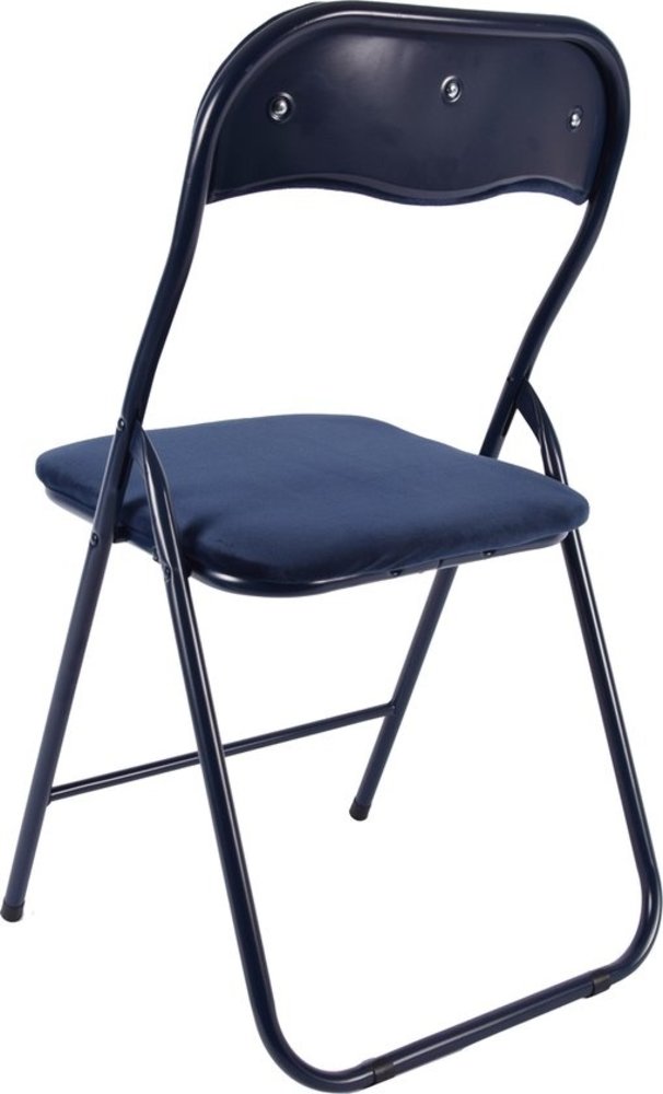 Discountershop Folding chair- Folding chair velvet seat and back covered - chair - table chair - folding chair - dark blue - chair - table chair - folding chair - Velvet folding chair - Luxury folding chair - With cushions - Chair - Chairs - Folding chairs - Chair - Pre