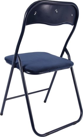 Discountershop Folding chair- Folding chair velvet seat and back covered - chair - table chair - folding chair - dark blue - chair - table chair - folding chair - Velvet folding chair - Luxury folding chair - With cushions - Chair - Chairs - Folding chairs - Chair - Pre