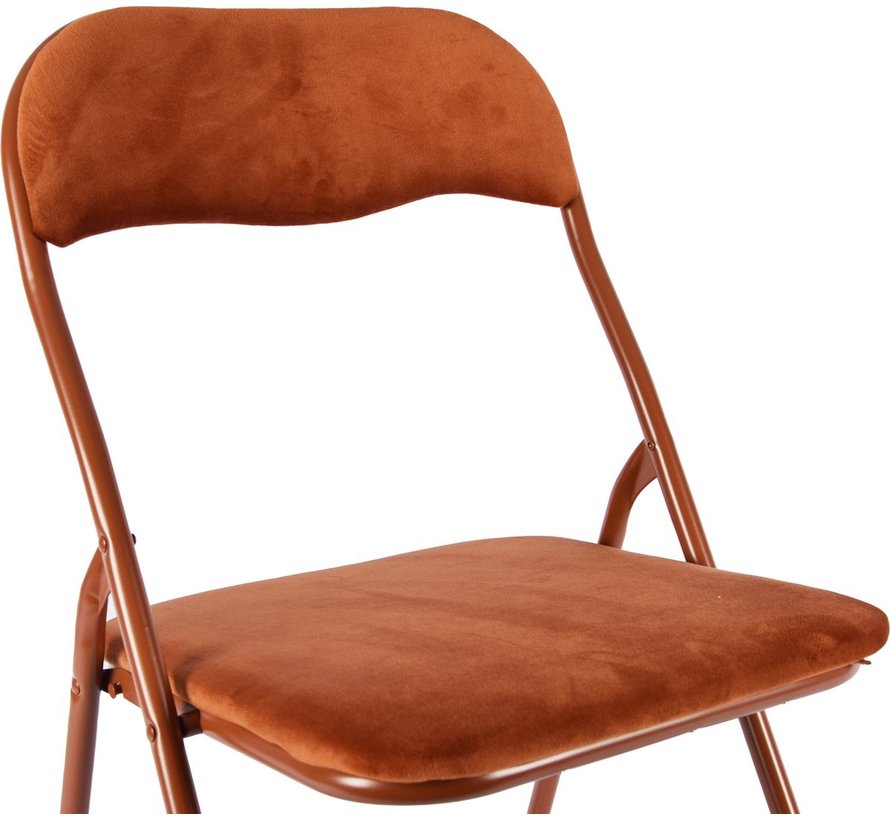 3x Klapstoel met zithoogte van 43 cml Vouwstoel velvet zitvlak en rug bekleed camel bruin