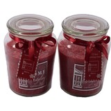 Discountershop Set of 2 Delicious sweet scented candle in glass XL wax | berry Red| 10x15 cm 72 burning hours