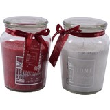 Merkloos Set of 2 Delicious sweet scented candle in glass XL Wax | berry Red/White | 10x15 cm 72 burning hours