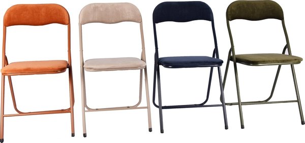 borduurwerk Overweldigend Monica 4x Klapstoel met zithoogte van 43 cm Vouwstoel velvet zitvlak en rug  bekleed - stoel- tafelstoel - klapstoel - Velvet klapstoel - Luxe klapstoel  - Met kussentjes - Stoelen - Klapstoelen -