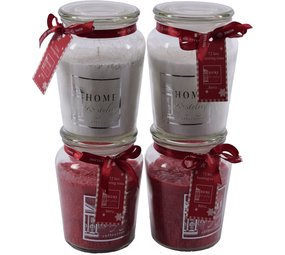 Discountershop Set of 4 Delicious sweet scented candle in glass wax | berry Red/White | 10x15 cm XL 72 burning hours Discountershop Set of 4 Delicious sweet scented candle in glass wax | berry Red/White | 10x15 cm XL 72 burning hours