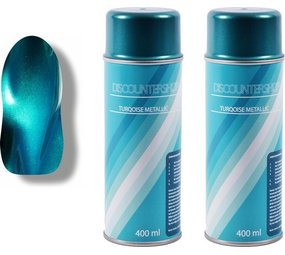 Discountershop 2x Spuitverf | Spuitlak | Spuitbus | turquoise metallic | Vernis | Sneldrogend | Transparant | Binnen & Buiten| 800ml Discountershop 2x Spuitverf | Spuitlak | Spuitbus | turquoise metallic | Vernis | Sneldrogend | Transparant | Binnen & Buiten| 800ml