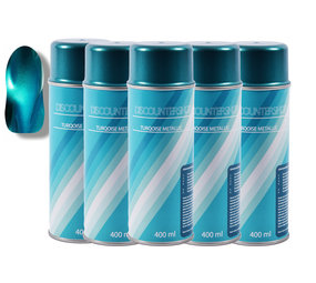 Merkloos 5x Spuitverf | Spuitlak | Spuitbus | turquoise metallic  | Vernis | Sneldrogend | Transparant | Binnen & Buiten| 2000 ml Merkloos 5x Spuitverf | Spuitlak | Spuitbus | turquoise metallic  | Vernis | Sneldrogend | Transparant | Binnen & Buiten| 2000 ml