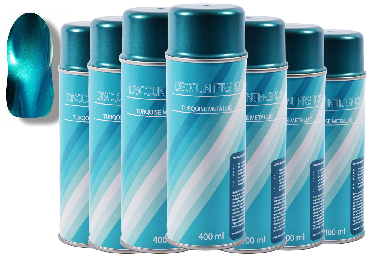 Merkloos 7x Spuitverf | Spuitlak | Spuitbus | turquoise metallic | Vernis | Sneldrogend | Transparant | Binnen & Buiten| 2800ml Merkloos 7x Spuitverf | Spuitlak | Spuitbus | turquoise metallic | Vernis | Sneldrogend | Transparant | Binnen & Buiten| 2800ml