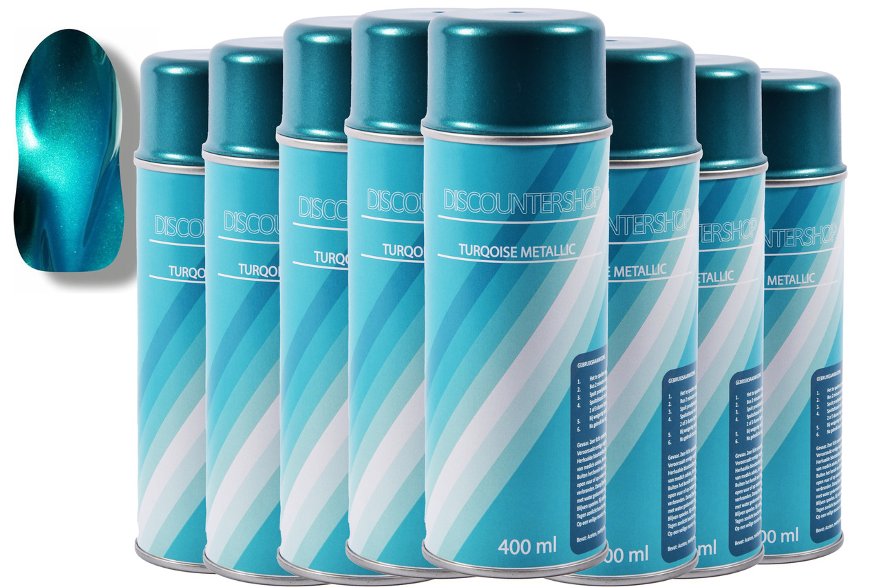 Discountershop 8x Spray paint | spray paint | Spray can | turquoise metallic 3010 / 2125 | Varnish | Quick drying | Transparent | Inside & Outside| 3200ml Discountershop 8x Spray paint | spray paint | Spray can | turquoise metallic 3010 / 2125 | Varnish | Quick drying | Transparent | Inside & Outside| 3200ml