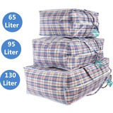 Discountershop Discountershop® Opbergtas 130, 95 en 65 liter | Big shopper Jumbo shoppers | Reistas extra groot | Grote boodschappentas | Zak geruit | Mega tas | Wastas | Boodschappentas met rits – 3 stuks -opbergtas