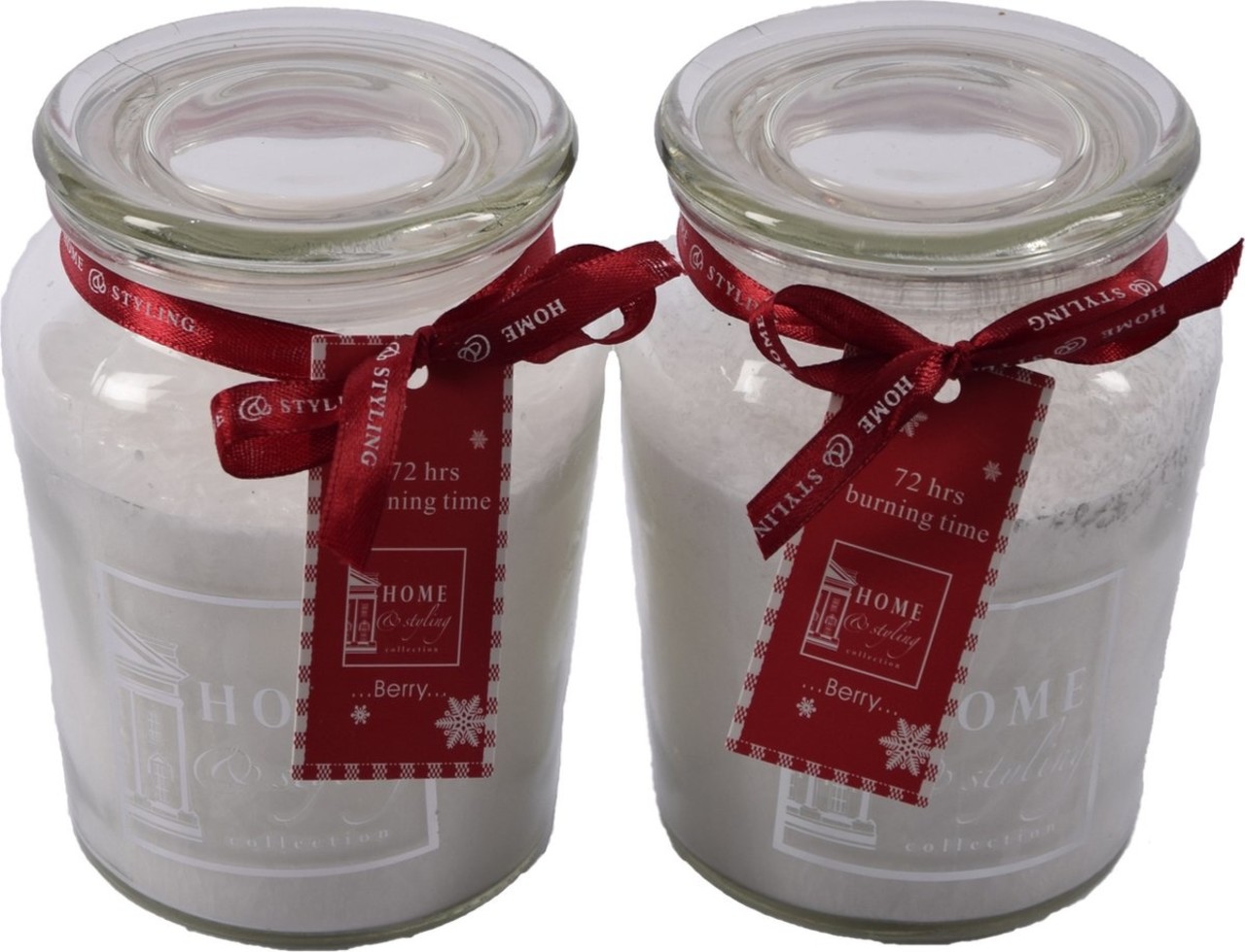 Discountershop Set van 4 Heerlijke zoete Geurkaars in glas | berry Wit | 10x15 cm XL 72/ S 11 branduren