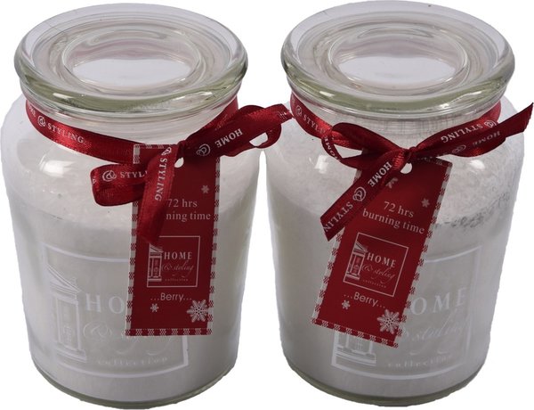 Discountershop Set van 4 Heerlijke zoete Geurkaars in glas | berry Wit | 10x15 cm XL 72/ S 11 branduren