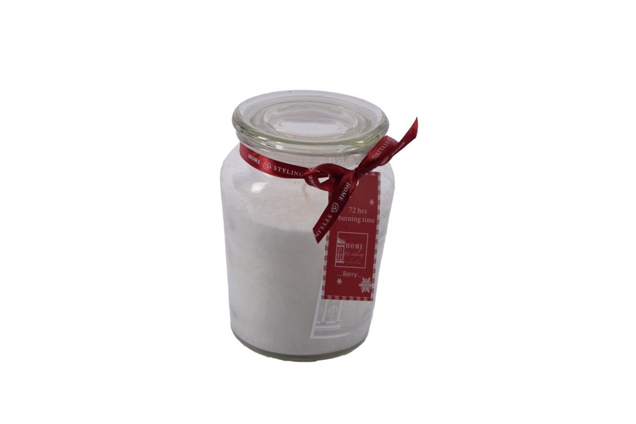 Discountershop Set van 4 Heerlijke zoete Geurkaars in glas | berry Wit | 10x15 cm XL 72/ S 11 branduren