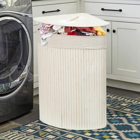 Discountershop Bamboo 60L Laundry Basket With Lid - Incl. Removable Laundry Bag Bamboo Storage Basket / Laundry Basket - 29 x 39 x 57 cm Discountershop Bamboo 60L Laundry Basket With Lid - Incl. Removable Laundry Bag Bamboo Storage Basket / Laundry Basket - 29 x 39 x 57 cm