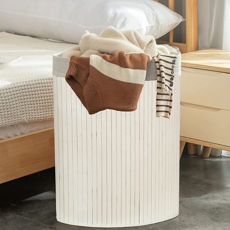 Discountershop Bamboo 60L Laundry Basket With Lid - Incl. Removable Laundry Bag Bamboo Storage Basket / Laundry Basket - 29 x 39 x 57 cm Discountershop Bamboo 60L Laundry Basket With Lid - Incl. Removable Laundry Bag Bamboo Storage Basket / Laundry Basket - 29 x 39 x 57 cm