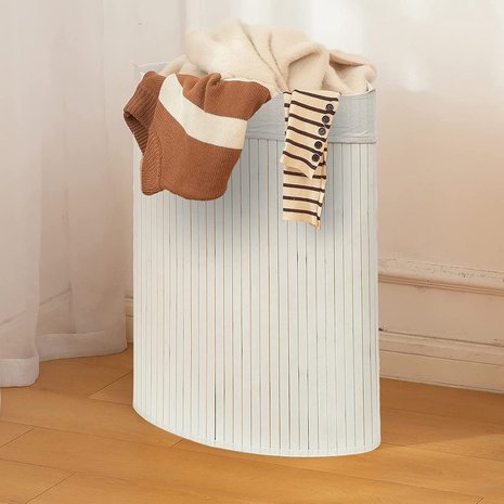Discountershop Bamboo 60L Laundry Basket With Lid - Incl. Removable Laundry Bag Bamboo Storage Basket / Laundry Basket - 29 x 39 x 57 cm Discountershop Bamboo 60L Laundry Basket With Lid - Incl. Removable Laundry Bag Bamboo Storage Basket / Laundry Basket - 29 x 39 x 57 cm