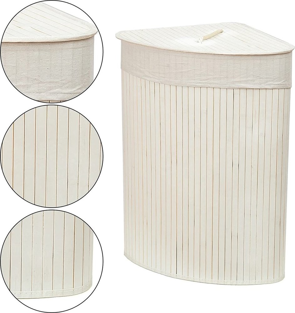 Discountershop Bamboo 60L Laundry Basket With Lid - Incl. Removable Laundry Bag Bamboo Storage Basket / Laundry Basket - 29 x 39 x 57 cm Discountershop Bamboo 60L Laundry Basket With Lid - Incl. Removable Laundry Bag Bamboo Storage Basket / Laundry Basket - 29 x 39 x 57 cm
