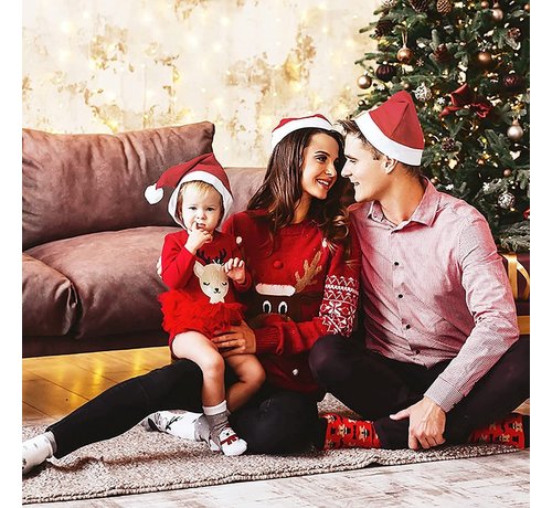 Discountershop 3 Stuks Kerstmuts |Merry Christmas |100% Polyester luxe kerstmuts voor kinderen | Kerstmutsen