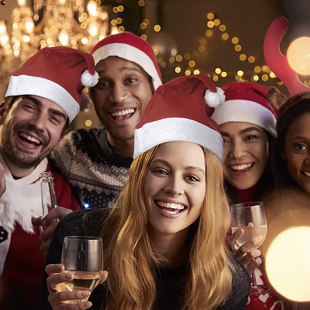 Discountershop 12 Stuks Kerstmuts |Merry Christmas |100% Polyester luxe kerstmuts voor kinderen | Kerstmutsen