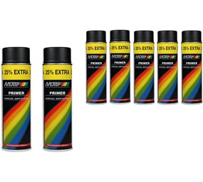 Motip Motip paint primer Primer 7 pieces Spray can Primer black quick drying 500 ML for metal, wood, aluminum and stone - 25 % EXTRA Motip Motip paint primer Primer 7 pieces Spray can Primer black quick drying 500 ML for metal, wood, aluminum and stone - 25 % EXTRA