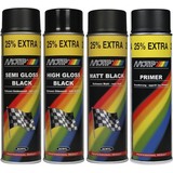 Motip Spray can Lacquer Motip set 4 pieces - Spray can matt black paint Matt Black - Spray can satin black paint - Spray can high gloss black paint - Spray can Primer Primer black paint or Primer with content of 500ML Motip Spray can Lacquer Motip set 4 pieces - Spray can matt black paint Matt Black - Spray can satin black paint - Spray can high gloss black paint - Spray can Primer Primer black paint or Primer with content of 500ML