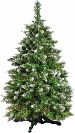 Discountershop Kunstkerstboom diamanten kerstboom op Natuurlijke houten stam 180 cm - Kunst DIAMANT PIJNBOOM 180CM - Kunstkerstboom 180cm sneeuw Kerstboom