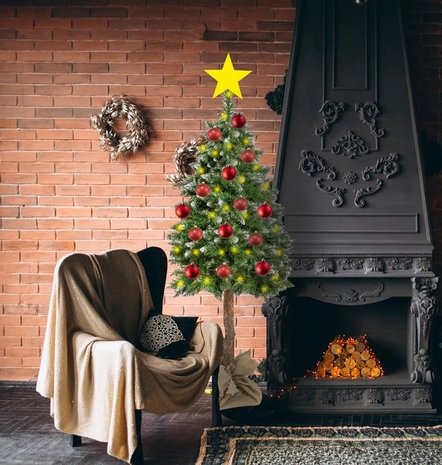 Discountershop Kunstkerstboom diamanten kerstboom op Natuurlijke houten stam 180 cm - Kunst DIAMANT PIJNBOOM 180CM - Kunstkerstboom 180cm sneeuw Kerstboom