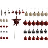 Discountershop Small Christmas balls with 50 Christmas ball hooks 3-4cm 44-piece | decoration with a peak red silver with glitter chain | plastic Christmas balls. Discountershop Small Christmas balls with 50 Christmas ball hooks 3-4cm 44-piece | decoration with a peak red silver with glitter chain | plastic Christmas balls.
