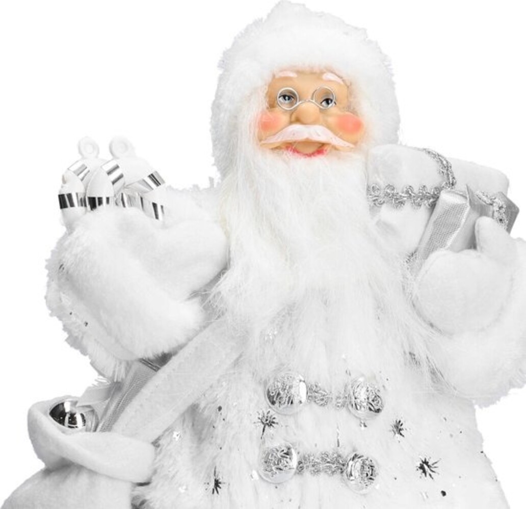 Discountershop Merry Santa bag full of presents | white santa claus | Table decoration | winter decoration |Christmas doll figure| from hat to bottom 37cm Discountershop Merry Santa bag full of presents | white santa claus | Table decoration | winter decoration |Christmas doll figure| from hat to bottom 37cm